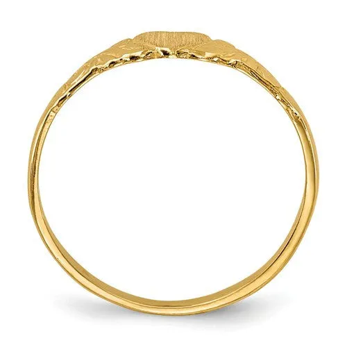 10k or 14k Yellow Gold Child's Intricate Heart Ring w/ Optional Initial Engraving