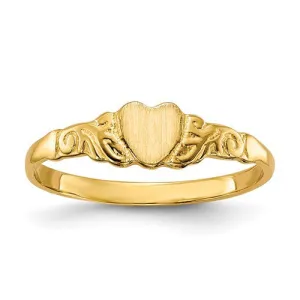 10k or 14k Yellow Gold Child's Intricate Heart Ring w/ Optional Initial Engraving