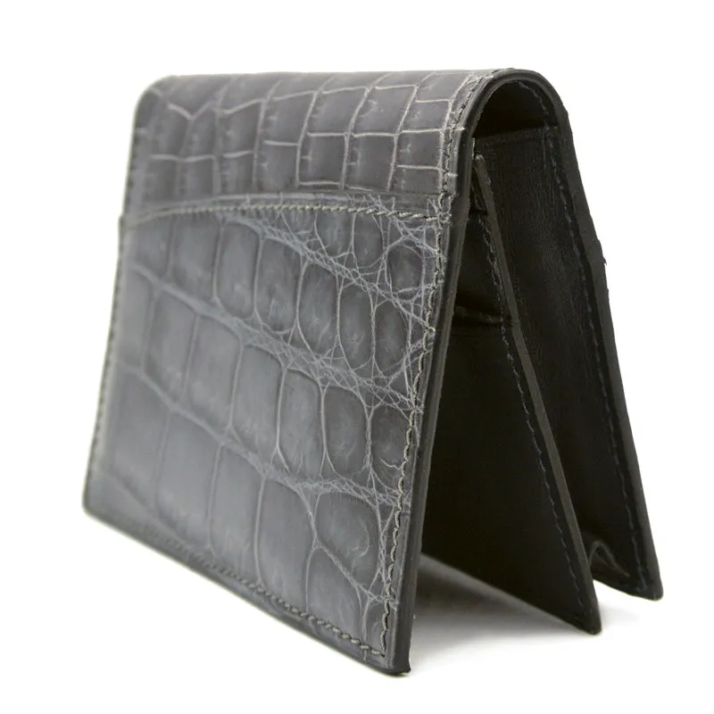 40-672-GRY Gracen Crocodile Card Case, Gray