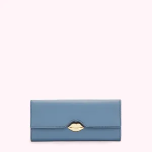 AIRFORCE BLUE LEATHER SOLID LIP CORA WALLET