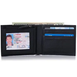 Alpine Swiss Double Diamond Mens wallet RFID Zipper Pouch Bifold Black