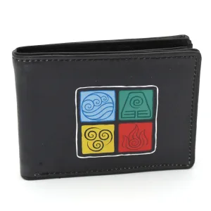 Avatar Four Elements Wind Water Fire Earth Bi-Fold Wallet with Gift Tin