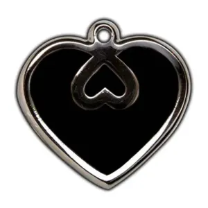 Black Heart Dog ID Tag - With Engraving