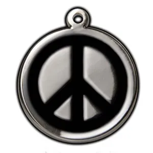 Black Peace Sign Dog ID Tag - With Engraving