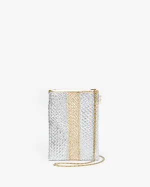 Clare V. - Poche in Gold & Silver Woven Stripe