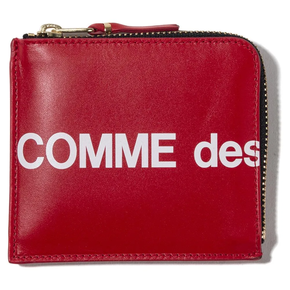 COMME des GARÇONS Half Zip Wallet Huge Logo / Red