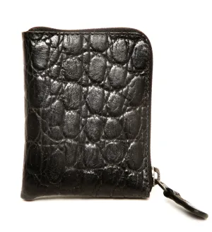 Compact ZIP black croco debossed