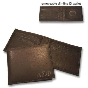 Delta Sig Brown Bi-Fold Greek Letter Wallet