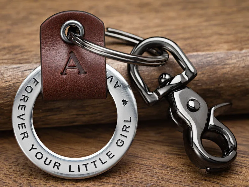 Fathers Day Leather Keychain Ring