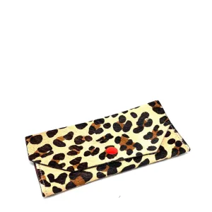 Folio- cowhide brown animal print wallet