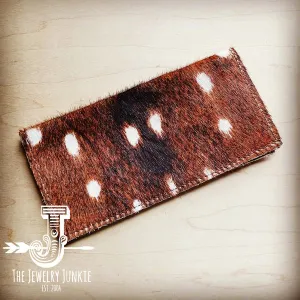 Hair on Hide Leather Wallet in Deer Axis