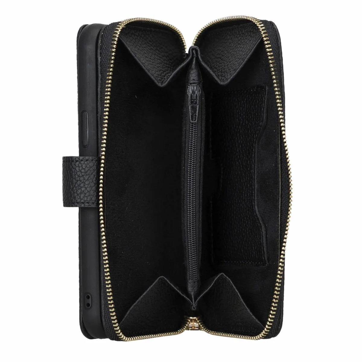 iPhone 12 Pro Max Zipper Leather Wallet Case Purse with Holster