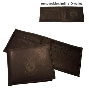 Lambda Chi Brown Leather Crest Bi-Fold Wallet