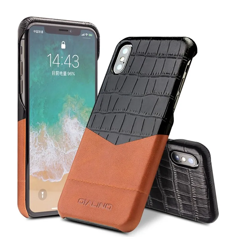 Luxury Full Grain Leather Crocodile design iPhone X Case