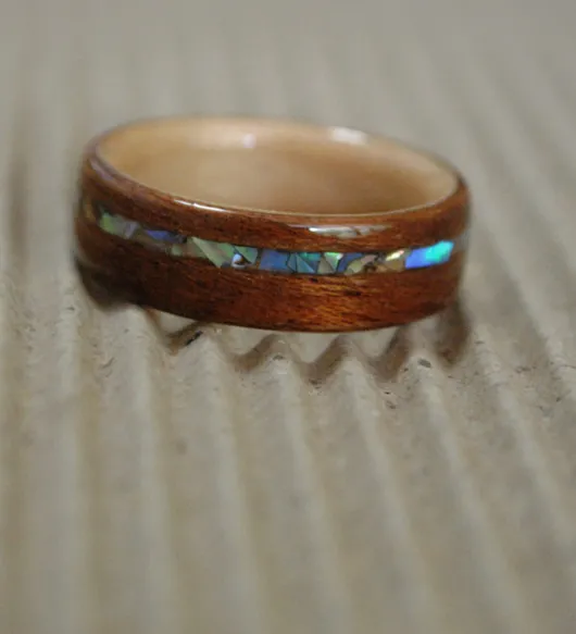 Men's Original Design Wood Ring Engagement Ring Handmade Walnut Abalone Shell Gift Custom Made W