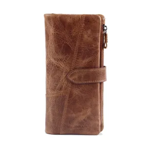 Men's Vintage Look Genuine Leather Long Bifold Wallet