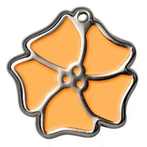 Orange Aloha Flower Dog ID Tag - With Engraving