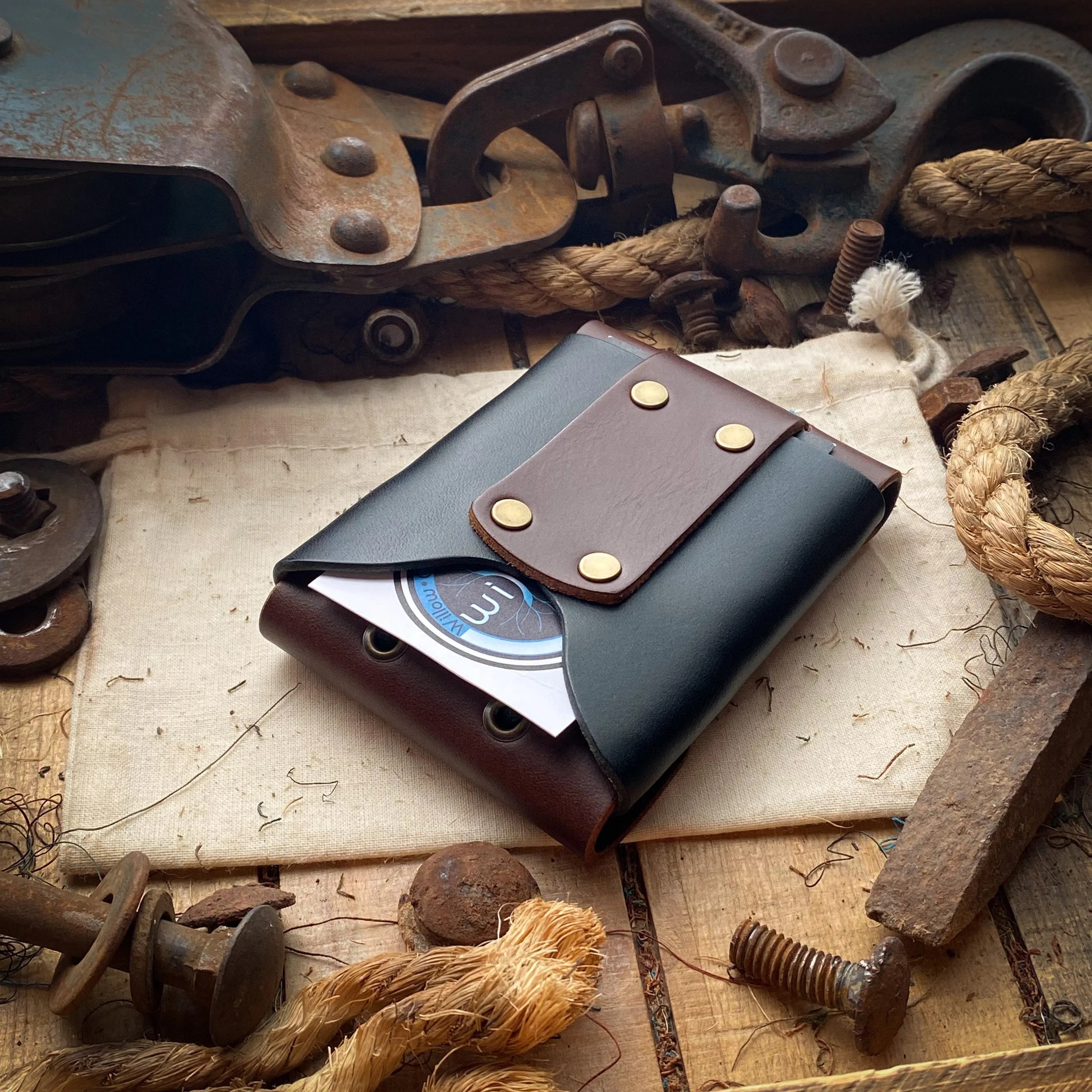 Original Luxe Minimalist Wallet - Dark Mahogany and Black