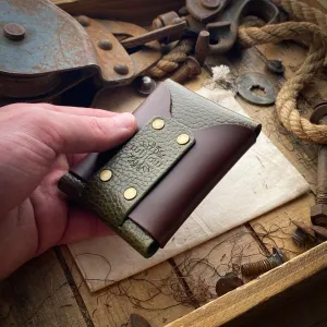 Original Wask Minimalist Wallet - Olive Dollaro and Dark Mahogany