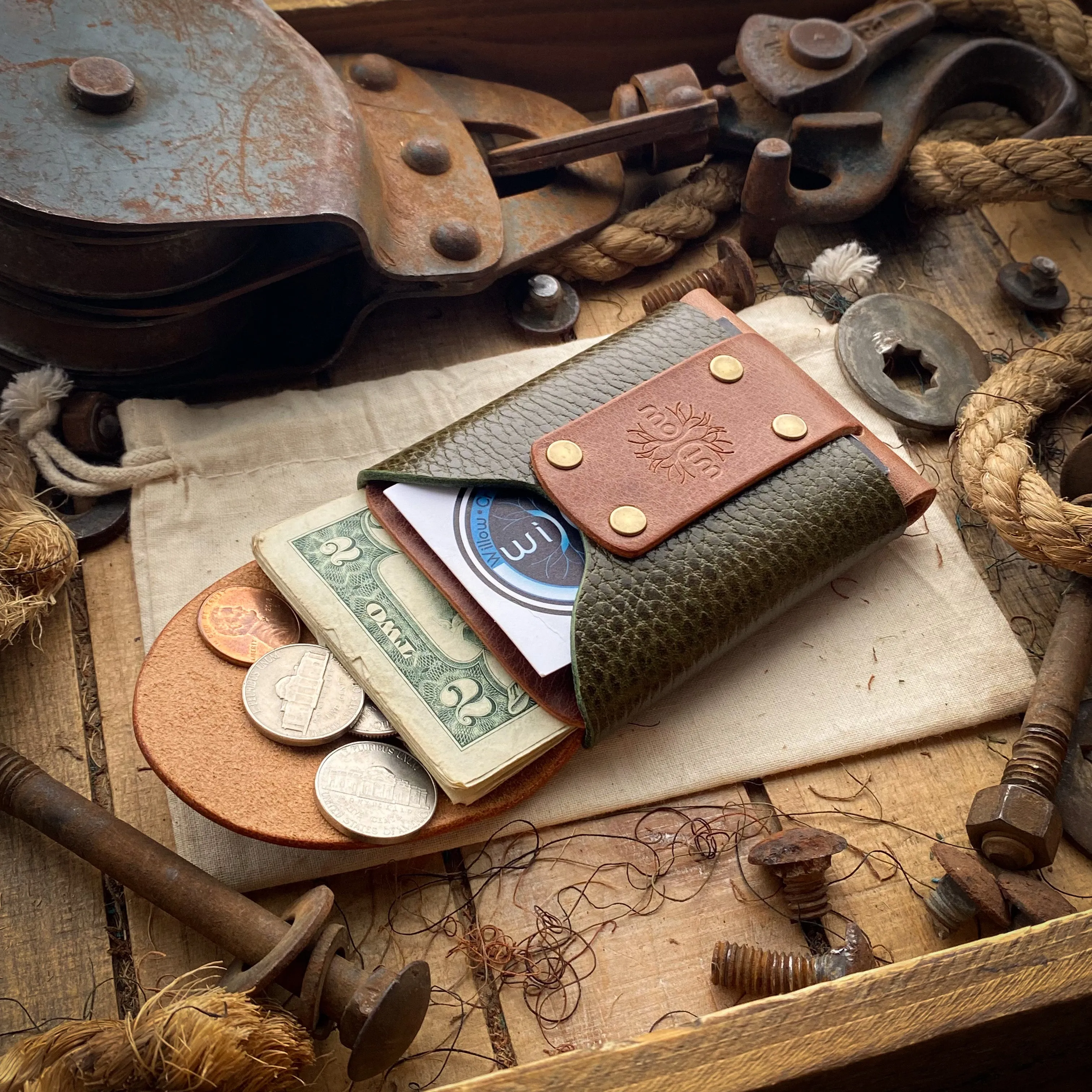 Original Wask Minimalist Wallet - Sierra and Olive Dollaro