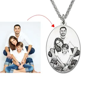 Oval Shape Custom Photo Engraving Necklace- Best Photo Gifts For Christmas