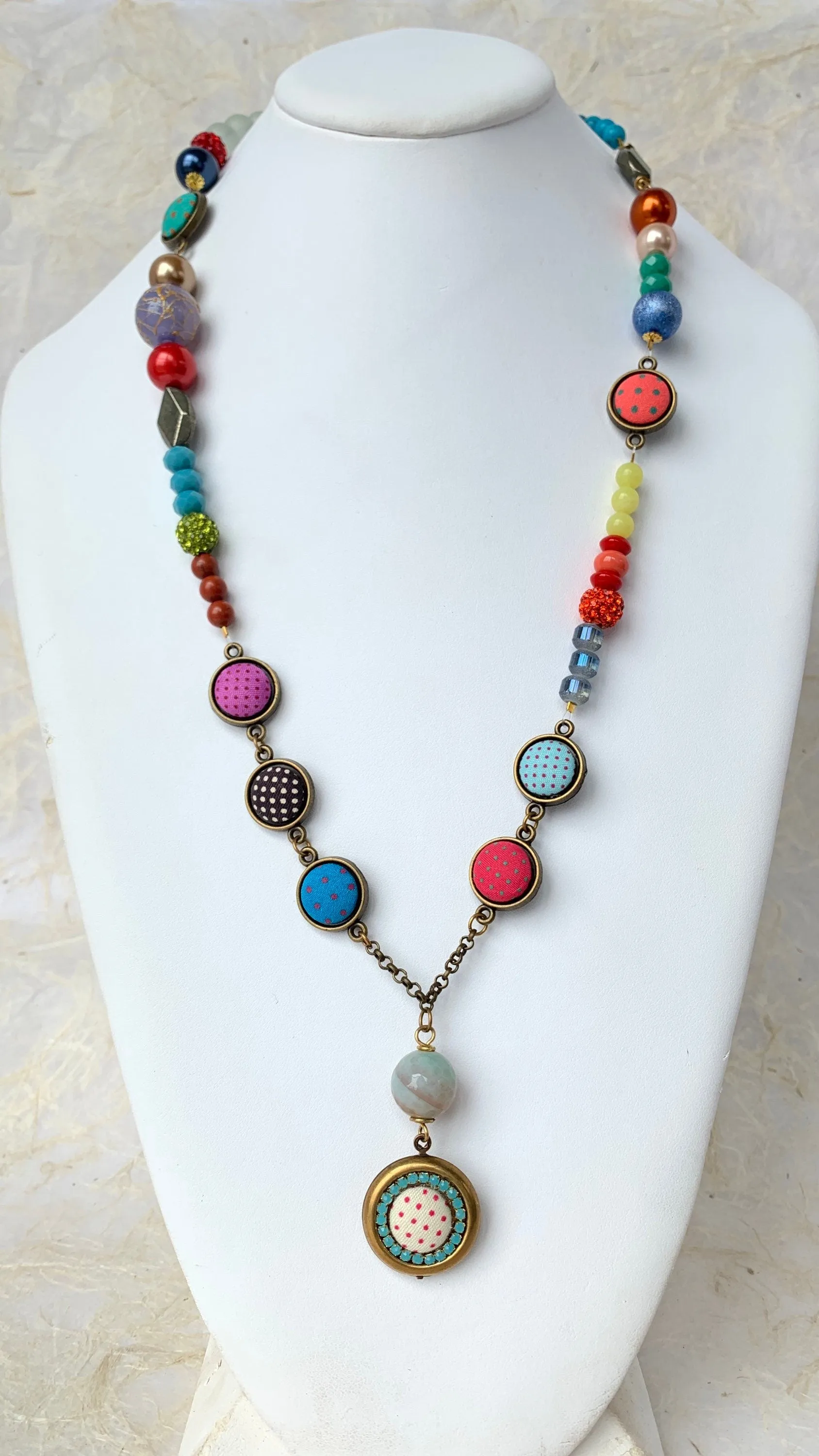 Party Girl Cute As a Button Boho Necklace