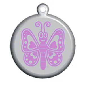 Purple Butterfly Dog ID Tag - With Engraving