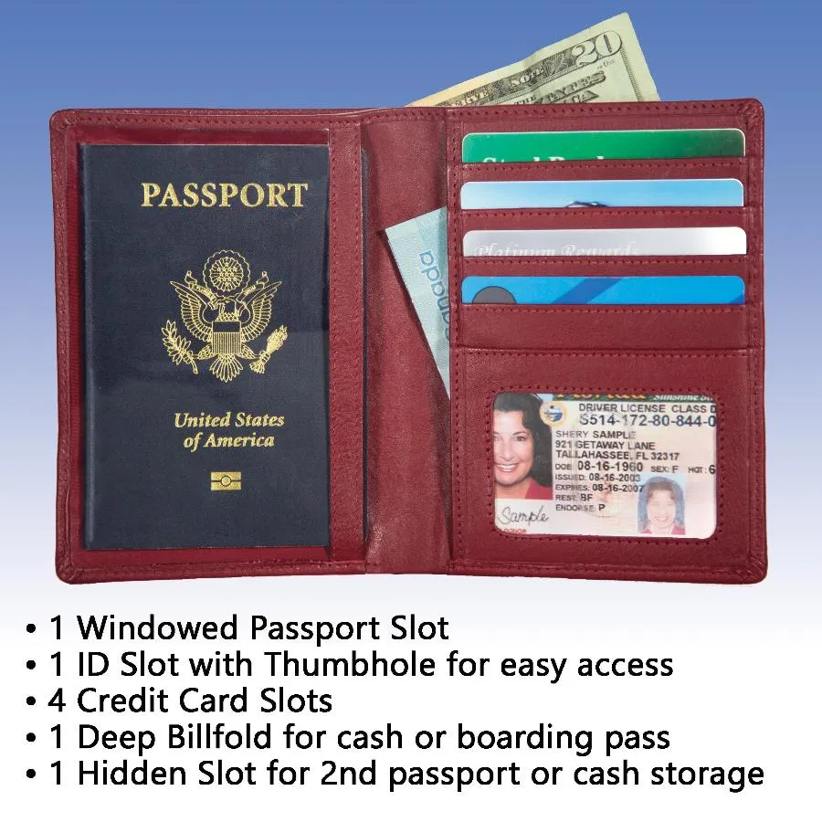 RFID Blocking Leather Passport Wallet