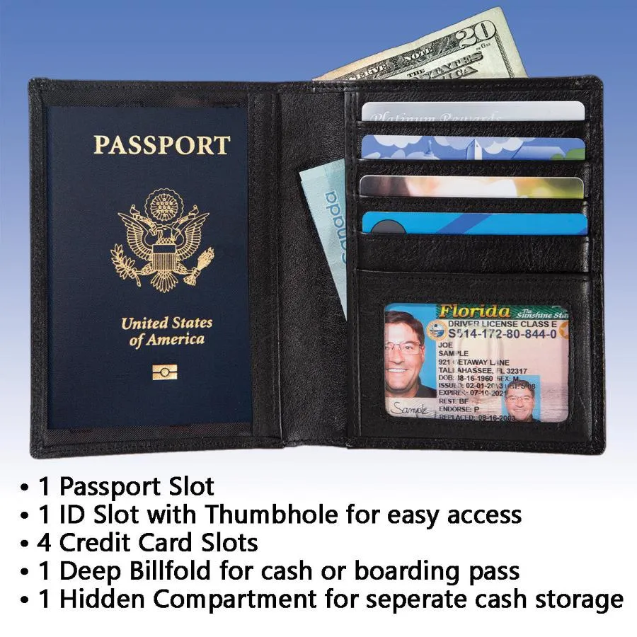 RFID Blocking Leather Passport Wallet