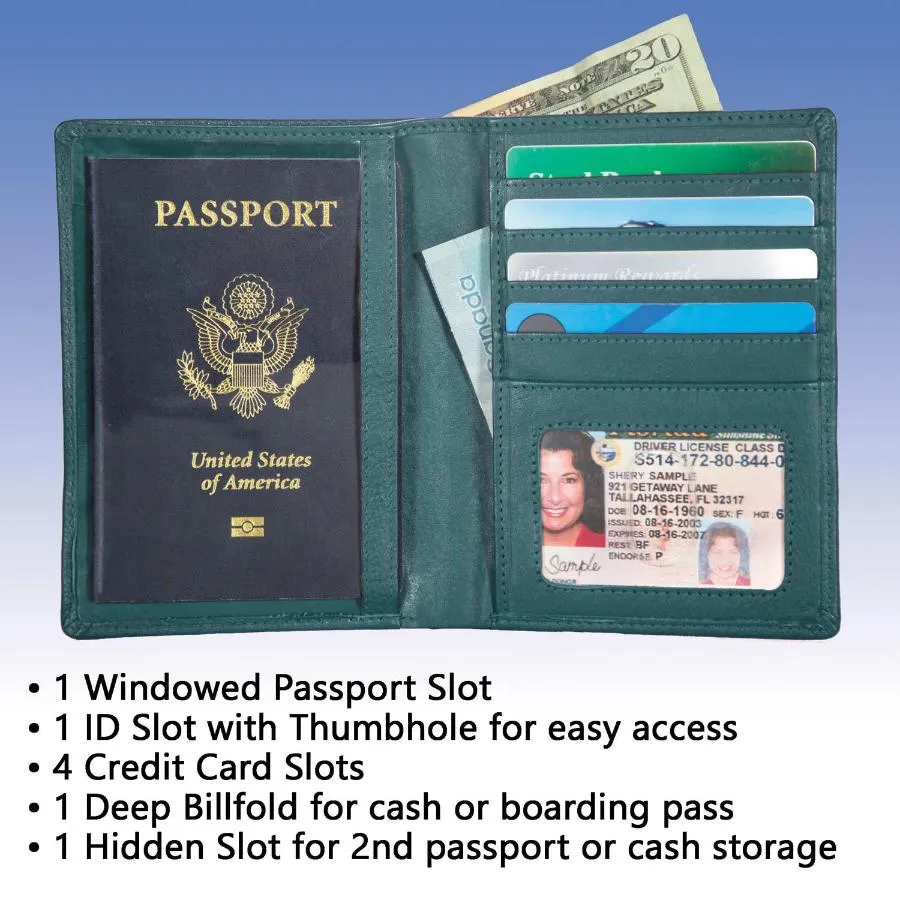 RFID Blocking Leather Passport Wallet