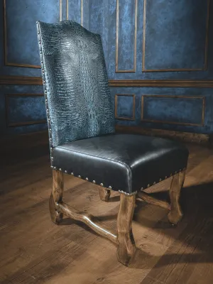 Royal Blue Leather Side Chair