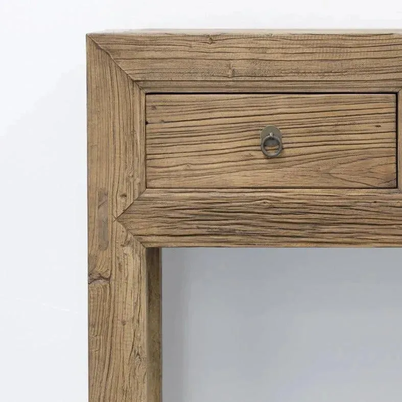 Rustic Elm Wood Four Drawers Console Table Rush