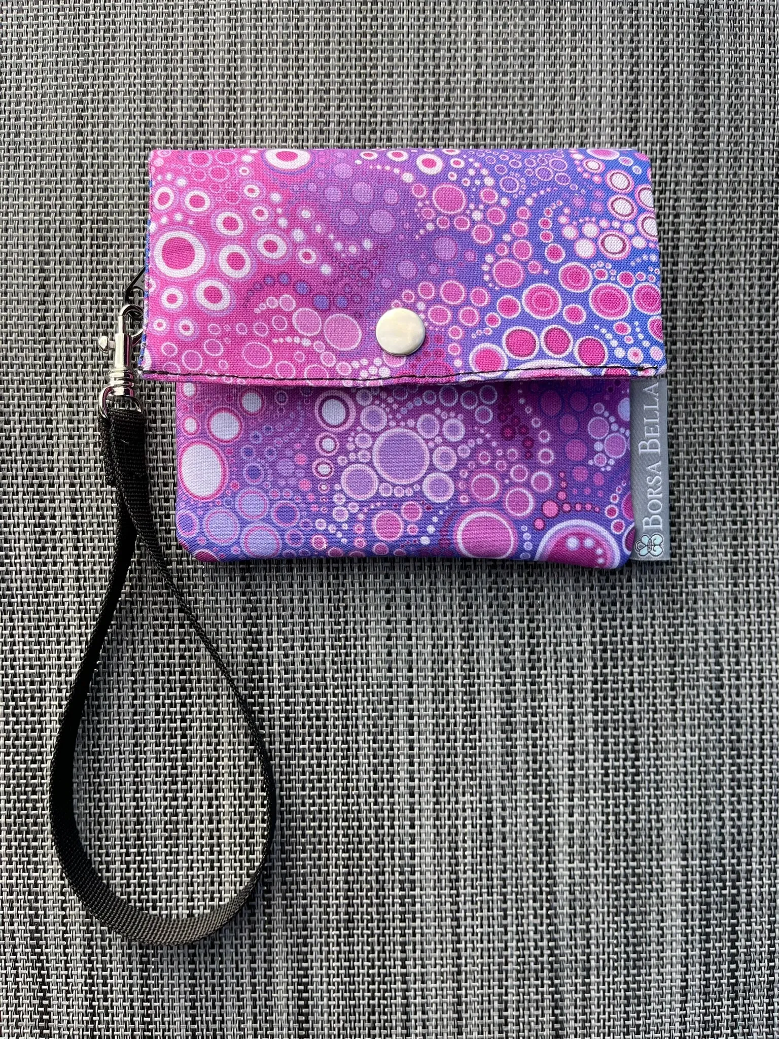 Small Slim Wallet - Light Weight - Added RFID Fabric - Purple Dot Fabric