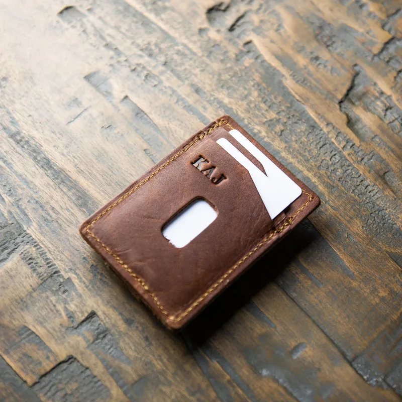 The Levi Fine Leather Vertical Magnetic Money Clip Wallet