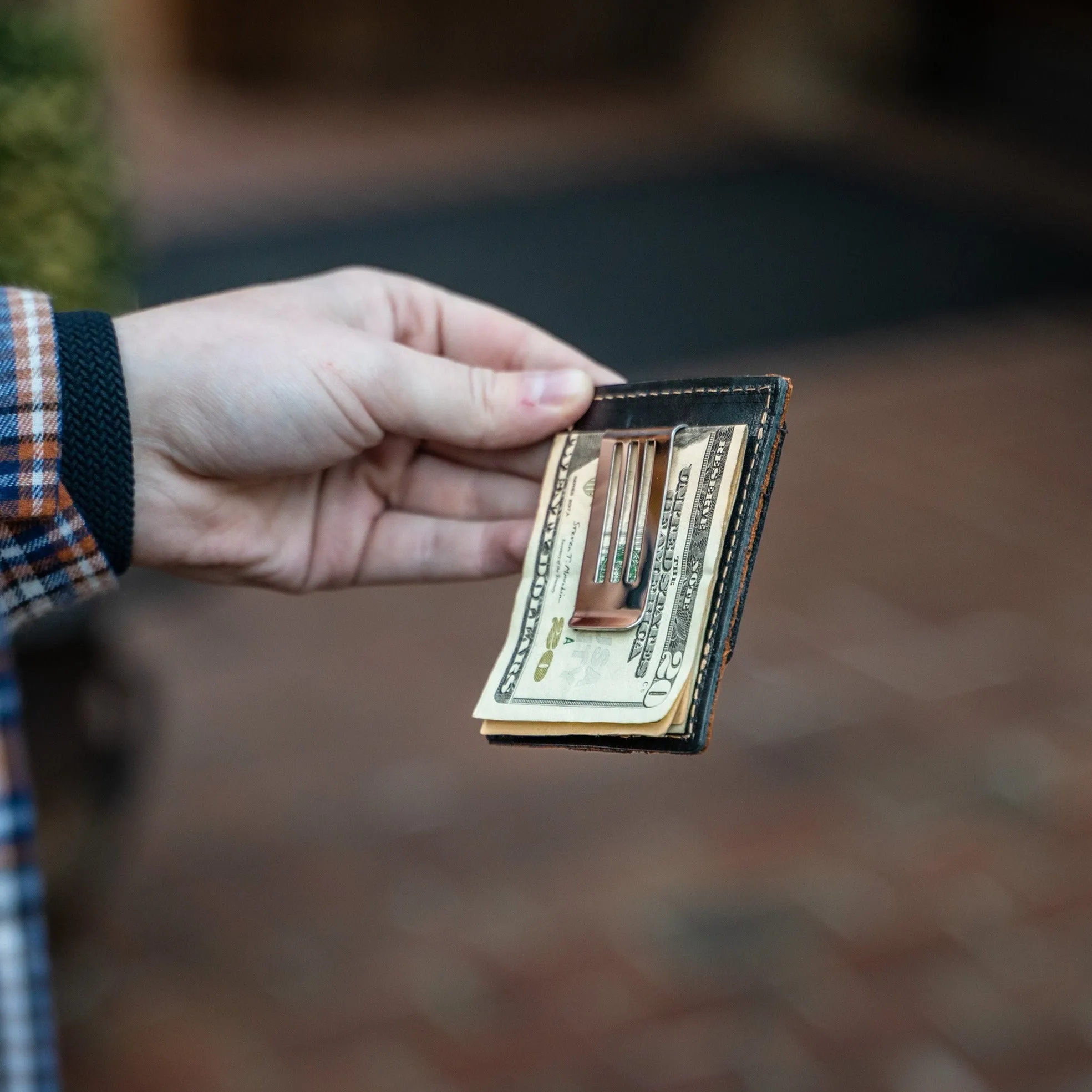 The Trey Money Clip Front Pocket Fine Leather Wallet