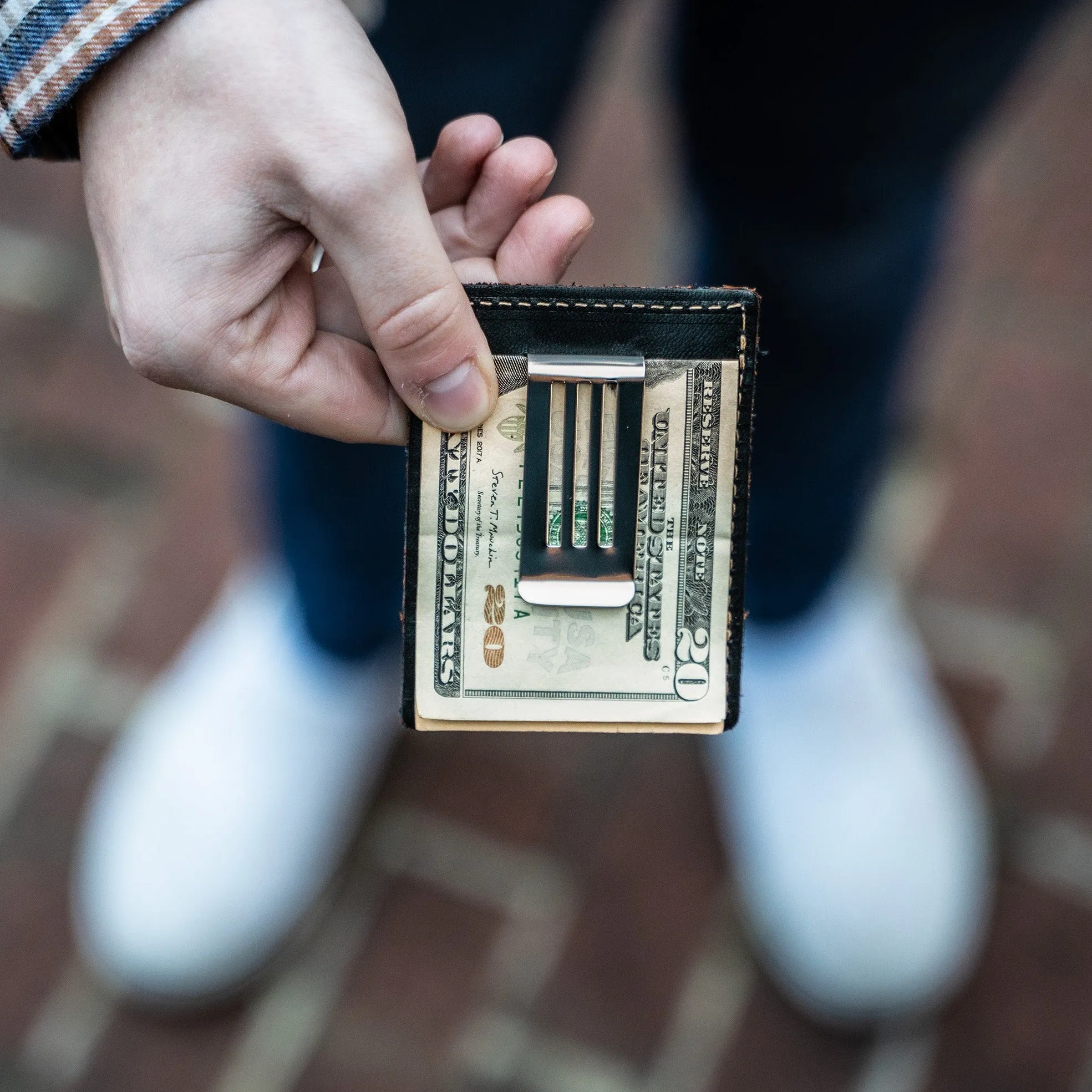 The Trey Money Clip Front Pocket Fine Leather Wallet