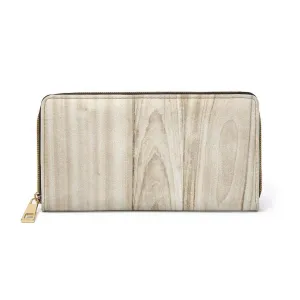 Uniquely You Womens Wallet - Zip Purse / Light Beige Wood Grain