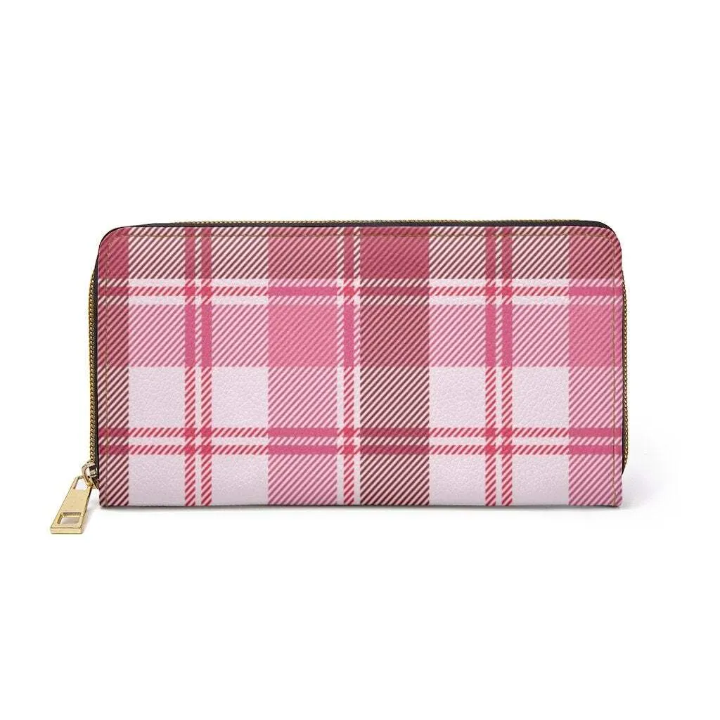 Uniquely You Womens Wallet - Zip Purse / Pink & White Plaid