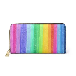 Uniquely You Womens Wallet - Zip Purse / Rainbow Stripe Pastel