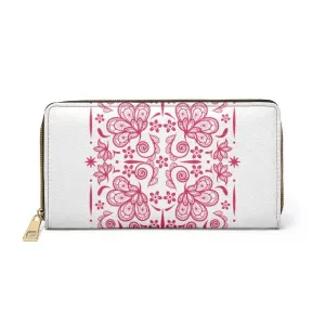 Uniquely You Womens Wallet - Zip Purse / White & Red Floral