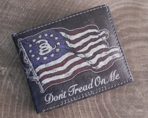 Vegan Leather Don't Tread on me Flag Bi-fold Wallet