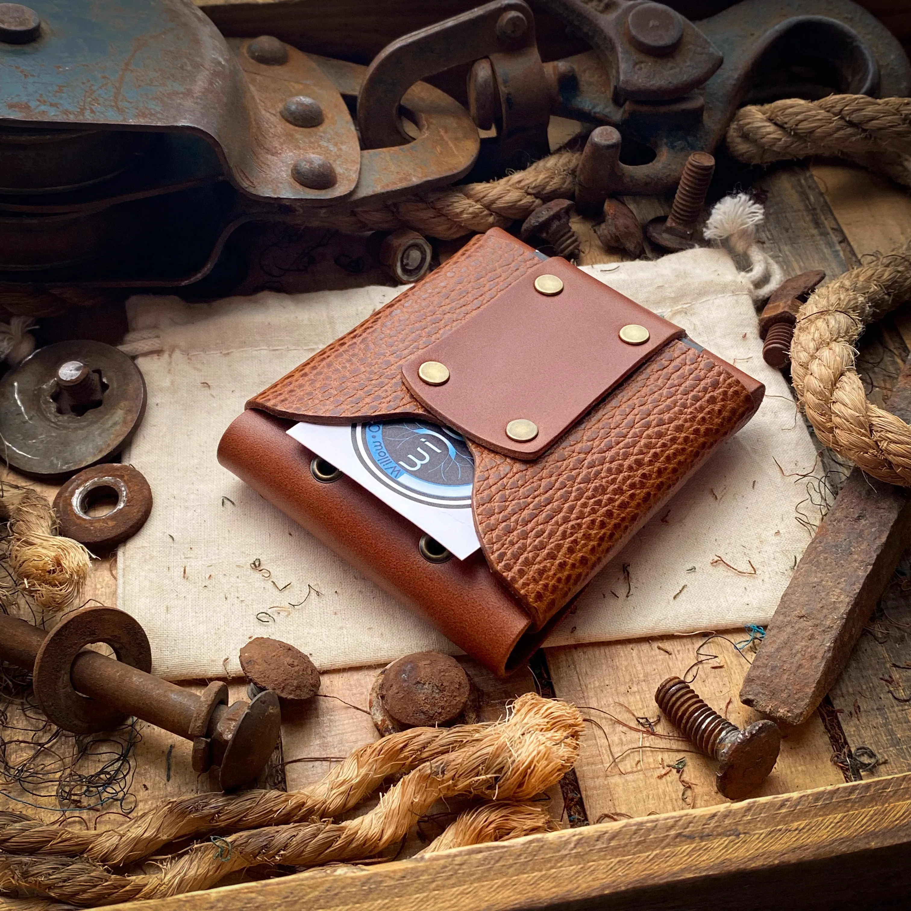 Wide Luxe Minimalist Wallet - Bourbon and Whiskey Dollaro