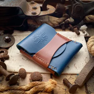 Wide Luxe Minimalist Wallet - Ocean Blue and Bourbon