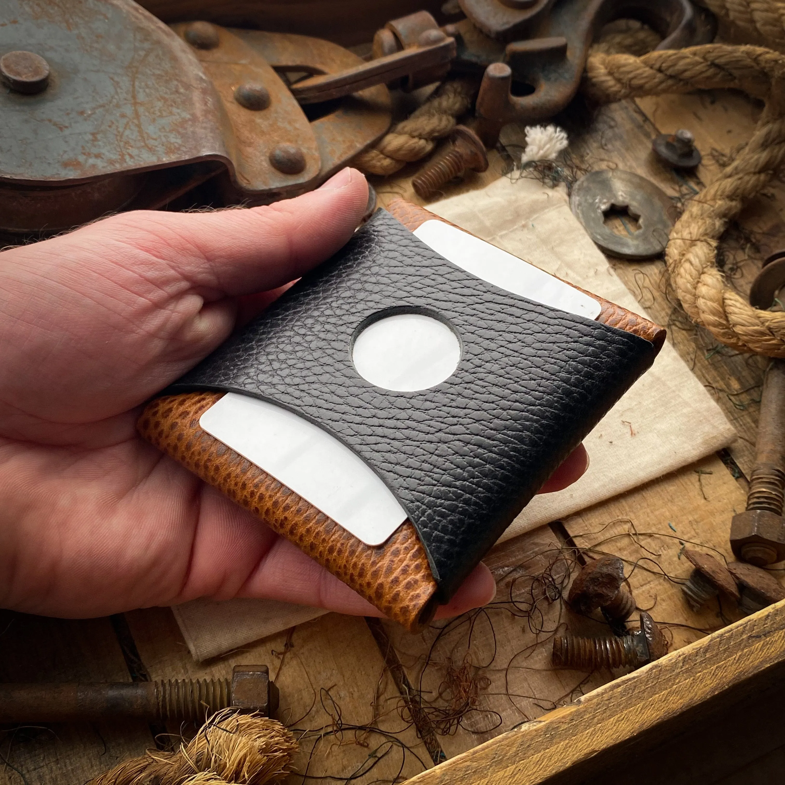 Wide Wask Minimalist Wallet - Whiskey Dollaro and Black Dollaro